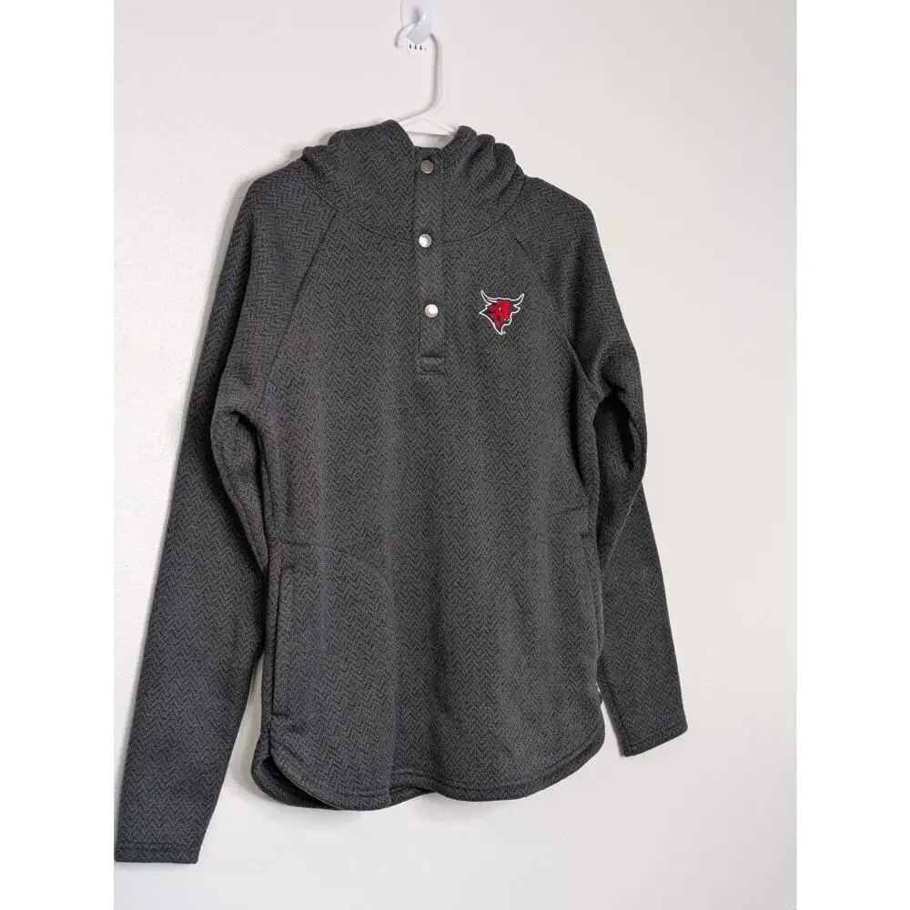 Women's Chicago Bulls Columbia Black Sweater Large Quarter-Snap Hoodie - Picture 2 of 7